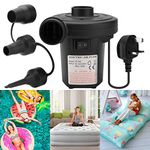 Electric Air Pump - RAVSOOL 220-240V/150W Electric Pump for Inflatables Paddling Pool Pump with 3 Nozzle Adapters, Portable Quick Air Pump, Blow Up Bed Pump for Camping Sport, Kid Paddling Pool