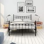 Panana 4FT/4FT6 Bedstead Metal Bed Frame Double Bed Stable Durable Bedframe New (Black, Small Double)