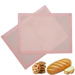 Wlitinzsen Perforated Baking Mats, 2 PCS Pink Silicone Mat for Sheet, Bread Baking Mat，perforated cookie baking mat,Non-Stick Reusable Oven Liners for Making Pizza/Pastry/Cookie 12" x 16 ", Pink