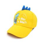 VRITRAZ Trex Cartoon Character Printed Little Cap for Kids, Baby Girls and Boys 3-12 Years (Yellow)