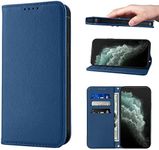 LANJLM Wallet Case for iPhone 11 Case Premium Leather PU Flip Cover Magnetic Book Design with Kickstand Feature & Card Slots iPhone 11 Phone Cases - Blue