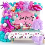 Keleno 127 PCS Spa Party Supplies for Girls Makeup Birthday Decorations with Balloons Garland, Lipstick Kiss High Heels Foil Balloons, Backdrop, Tablecloth, Girls Women Slumber Pamper Spa Party Decor