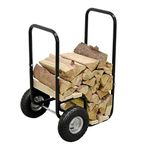 TP Firewood Cart 57 x 55 x 101 cm / Black Firewood Trolley & Shelf Made of Steel with 2 Pneumatic Tyres with a Load Capacity of up to 80 kg - Sack Truck Transport Trolley