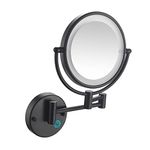 JMFHCD LED Makeup Mirror with Lights and 10x Magnification Vanity Mirror Wall Mounted Round Double Sided Vanity Magnifying with 360° Swivel Extendable Arm Make up Mirror,Black,Hard Wired