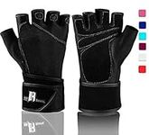 Weight Lifting Gloves With Wrist Wraps - Ideal Training Gloves - Premium Workout Gloves With Wrist Support - best Sport Gloves - Gym Gloves (Black M)