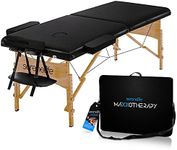 SereneLife Portable Massage Table-Professional Adjustable Folding Bed with 3 Sections and Carrying Bag for Therapy, Tattoo, Salon, Spa & Facial Treatment, Black