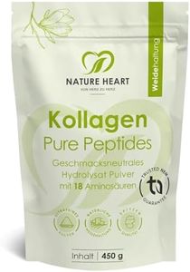 Nature Heart Kollagen Pure Peptides Pulver 450g – hydrolysiertes Kollagen Typ I aus Weidehaltung – geschmacksneutral, löslich mit über 91% Protein