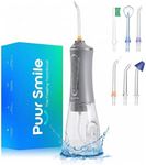 Professional Water Flosser - Advanced Dental Care for a Healthier Mouth, Gum, and Teeth - IPX7 Waterproof Oral Irrigator | 7 Replacement Tips, Travel-Friendly, Rechargeable - Oral Hygiene (Grey)