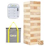 Gorock Giant Tumble Tower, Stacking Timber with Scoreboard | Dice | Carrying Bag, 57 PCS Wooden Block Building Game for Adults Family(Stacks Up to 4.2 FT)