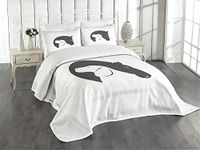 Ambesonne Animal Bedspread Set Queen Size, Contemporary Image of a Dog and Horse Hugging Loyal Friend Icon Heads Artsy Print, Decorative Quilted 3 Piece Coverlet Set with 2 Pillow Shams, Monochrome