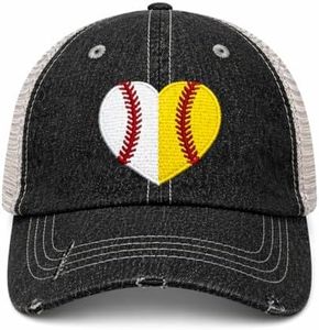 Cocomo Soul Womens Ball Mom Hat | Ball Mom | Ball Mom Baseball Softball Mom Hat | Half Baseball Half Softball Hat 400 Dark Grey