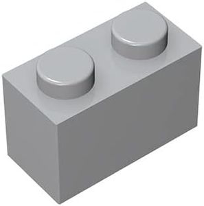 Classic Building Brick 1x2, 100 Piece Bulk Brick Block, Compatible with Lego Parts and Pieces 3004, Creative Play Set - 100% Compatible with All Major Brick Brands(Colour:Light Gray)