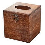 SINOBEST Wood Tissue Box Cover Decorative Square Facial Tissue Holder Napkin for Bathroom and Home Decoration