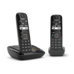 Gigaset AS690A Easy to Use Cordless DECT Home Digital Telephone with Answering Machine, Speakerphone, Nuisance Call Block - Black/Grey (Twin Pack)