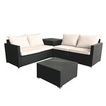 Panana 4 Seater Rattan Furniture Set Lounge Corner Sofa Set with Storage Cabinet Cushions and Cover Coffee Table Garden Patio Conservatory Outdoor Black