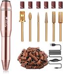 Alety Electric Nail Drill Kit, Portable Electric Nail File for Acrylic Gel Nails, Professional Nail Drill Machine Efile Manicure Pedicure Tools with Gold Nail Drill Bits for Home Salon Use