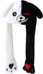 Kiditos Plush Ghost Hat, Ear Moving Jumping Hat, Funny LED Glowing Headwear Bunny Hat Cap for Women Girls, Black/White