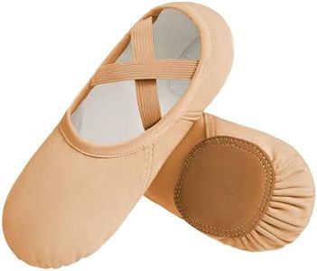 DANSHOW Ballet Shoes for Women Girls Dance Highly Stretch Cotton Shoes Slipper Split Flats Sole(1B-07-34) Nude