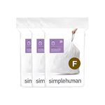 simplehuman Code F Custom Fit Drawstring Trash Bags, 25-30 Litre / 6.6-9 Gallon, White, 60 Count