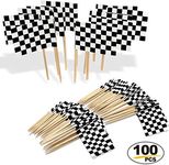 Anley Checkered Flag Toothpick Flag - Vivid Double Sides Print, Smooth Solid Pick - Party Decoration Cocktail Fruit Stick Toothpicks Cupcakes Toppers (100 pcs)