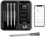 INKBIRD Bluetooth 5.4 Wireless Meat Thermometer, Unlimited WiFi Monitoring with 4 Precise Probes, LCD Display Base, IP67 Waterproof, Digital Food Thermometer for BBQ, Grill, Smoker, Oven, Kitchen