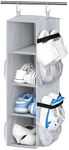 SLEEPING LAMB Short Hanging Shoe Organizer for Closet Storage with Mesh Side Pockets Holds 8 Pairs, Hanging Shoe Rack Hanger RV, Camper, Grey