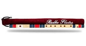 Radhe Flutes | Right Handed C Natural With Velvet Cover | Tuned With Tanpura A=440Hz | PVC Fiber | Dark Blue & Red