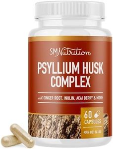 Psyllium Husk Capsules | Premium Soluble Fibre Supplement | Psyllium Fiber Pills With 10 Herbs | Psyllium Powder Stool Softener & Constipation Relief for Adults | Vegan, Gluten-Free | 60 Ct.