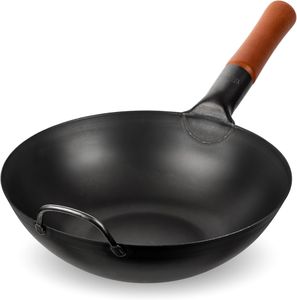 YOSUKATA 30cm Carbon Steel Wok – Stir Fry Pan for Gas & Induction