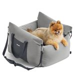 Lesure Dog Car Seat for Medium Dog - Waterproof Dog Booster Seat for Car with Storage Pockets, Clip-On Safety Leash and Chopped Foam Filling, Small Pets Travel Carrier Bed, 58x56x33cm, Grey