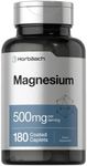 Magnesium 500mg | 180 Caplets | As Magnesium Oxide | Vegetarian, Non-GMO, and Gluten Free Supplement | by Horbaach