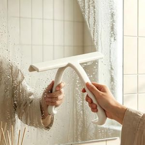 Dovyn Shower Squeegee for Glass Doors, Silicone Blade Cleaner (White)