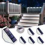 Solpex Solar Step Lights 6 Pack Solar Stair Lights Waterproof Solar Outdoor Lights for Deck Porch Patio Fence Garden Gutter Pathway Yard (Cold White,White)