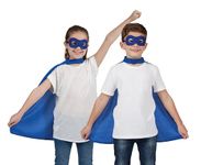 Wicked Costumes Kids Unisex Super Hero Cape & Mask Fancy Dress Costume - Blue (One Size 6-10 Years)