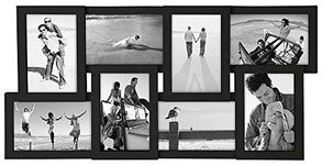 Malden International Designs Puzzle 8-Way Opening Plastic Picture Frame Collage, 4 by 6-Inch, Black