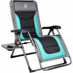 EVER ADVANCED Oversize XL Zero Gravity Recliner Padded Patio Lounger Chair with Adjustable Headrest Support 350lbs, Green (Steel frame)