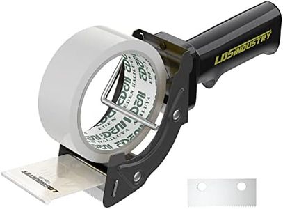 LDS Industry Rapid-Replace Tape Dispenser Gun with 2 Inch X 60 Yard Tape Roll (Transparent) and Extra Blade, Lightweight Ergonomic Heavy Handheld Duty Tape Cutter for Packaging and Box Sealing Black