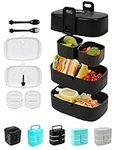 Wagindd Bento Lunch Box Kids and Adults, Leak-Proof Stackable Bento Box with 4 Compartments - BPA-Free, Dishwasher & Microwave Safe