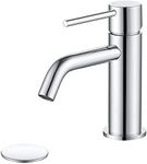 Chrome Bathroom Faucet Single Hole, Single Handle Water Faucet for Bathroom with Pop Up Drain Assembly and Water Faucet Supply Lines