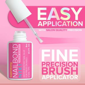 NYK1 NailBond Extra Strong Nail Glue 8ml – Brush-On for Press On, Tips & Acrylics