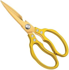CGBE Kitchen Scissors, Multi-Purpose Kitchen Shears, Heavy Duty Dishwasher Safe Food Scissors for Chicken, Poultry, Fish, Meat & Herbs with Non-Slip Grips - ALL Gold