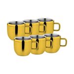 Prabha Premium Stainless Steel PVD Rose Gold Coating Cups - 100ml, Set of 6 - Ideal for Tea Cup and Coffee Lovers - Perfect for Home & Kitchen, Cup Set, Mug Set.