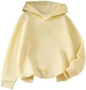 Verdusa Toddler Girl's Fall Clothes Fleece Hoodies Long Sleeve Sweatshirts Cute Pullover Tops Yellow 8-9Y