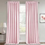 RYB HOME Velvet Curtains 84 inches - Soft Velvet Drapes Sunlight Block Window Treatment Sets, Luxury Home Decor Energy Efficient Room Darkening Drapery, Wide 52 x Long 84, Blush Pink, 2 Pcs