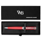 Wordsworth and Black Ballpoint Pen Red Lacquer- Stunning Luxury Pen Chrome Finish, Ink Refill, Best Gift Set for Men & Women, Refillable, Elegant, Nice Pens, Fine Point