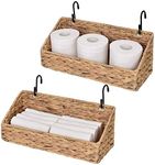 StorageWorks Woven Wall Baskets for Storage, Water Hyacinth Baskets for Shelf, Wall Storage for Kitchen and Bathroom, Hanging Baskets for Organizing, 2 Pack