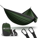 Bear Butt Lightweight Double Parachute Portable Two-Person Camping Hammock, Green/Charcoal