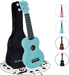 HUAWIND Soprano Ukulele for Beginners, Adults Ukulele Four String Wooden Ukulele 21 Inch Music Instruments With Gig Bag For Students Adults Starters(Light Blue)