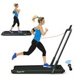 Goplus 2 in 1 Folding Treadmill, 2.25HP Under Desk Electric Treadmill, Installation-Free, with Remote Control, Bluetooth Speaker and LED Display, Walking Jogging Machine for Home Use (Dark Green)