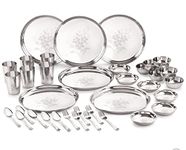 Neelam Stainless Steel 24 Gauge Laser Etching Dinner Set 36 pcs Silver